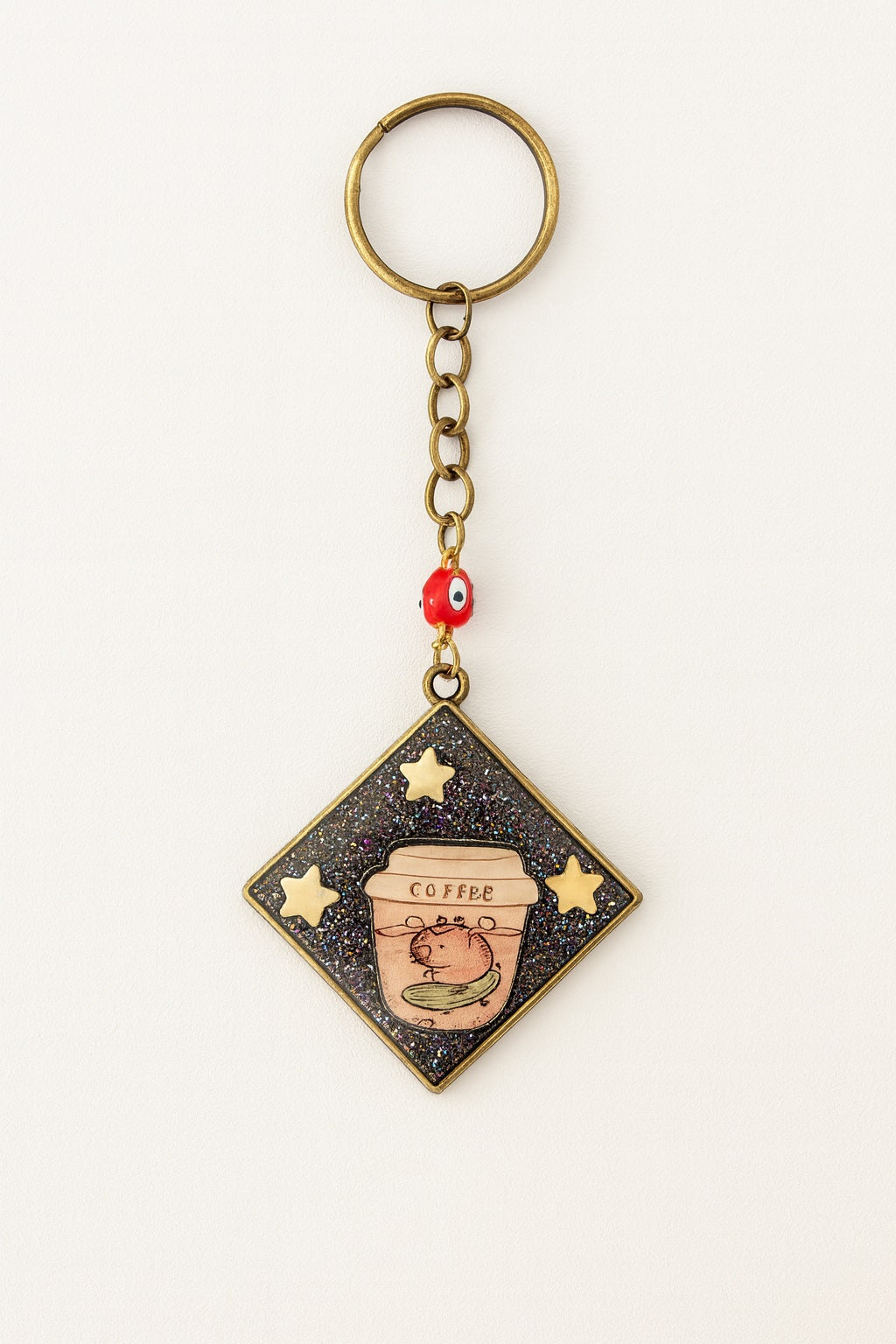 Kawaii Capybara Coffee Cup Keychain