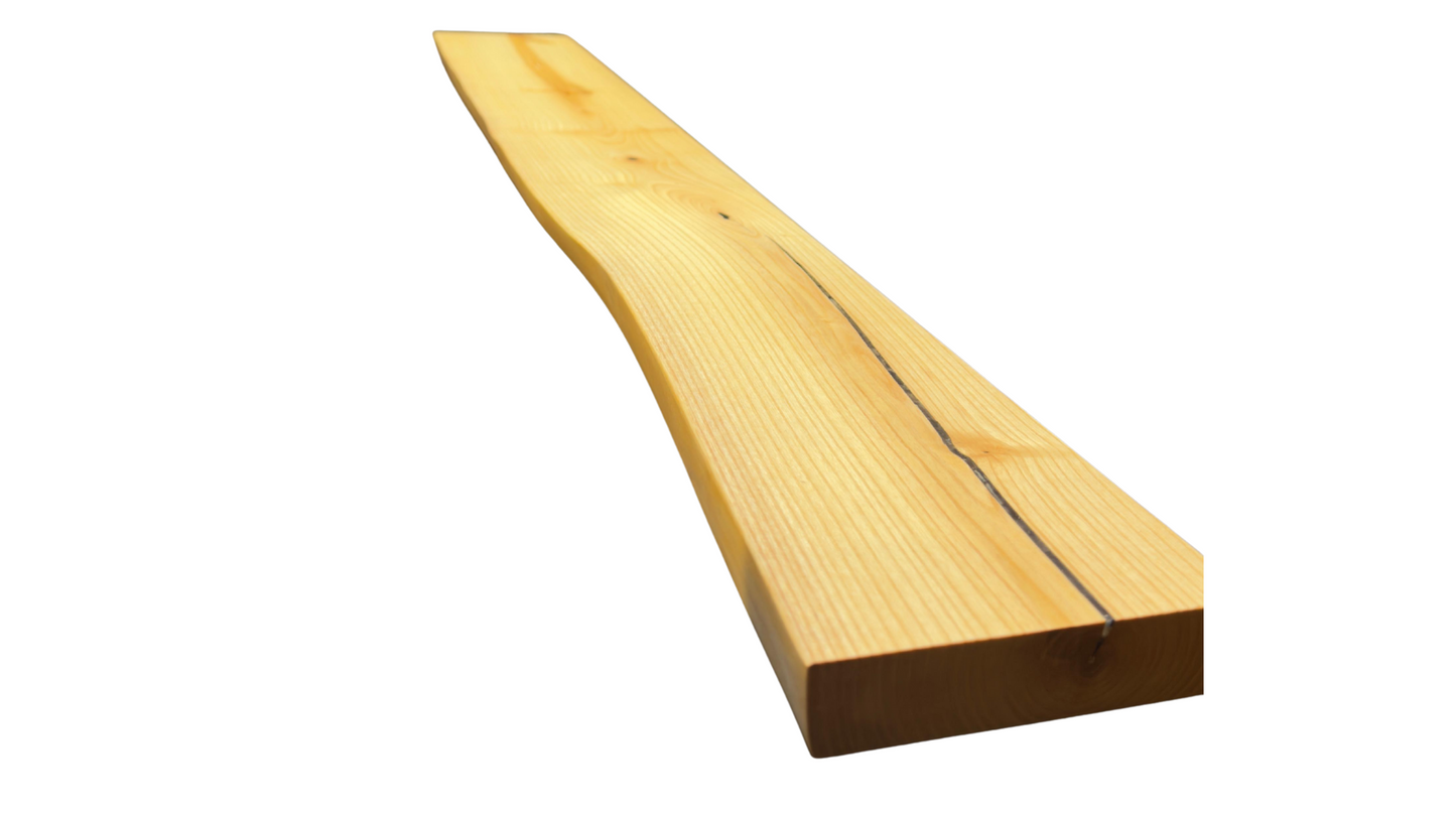 Live Edge Ash Wood Shelf "YESERAYE" – Black Epoxy Inlay, Handmade, Natural Finish
