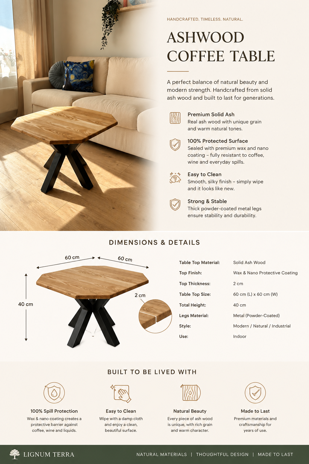 Ash Hexagon Star Coffee Table